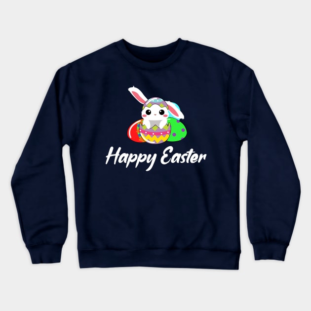 Happy Easter , Easter Egg With Bunny Crewneck Sweatshirt by hilu